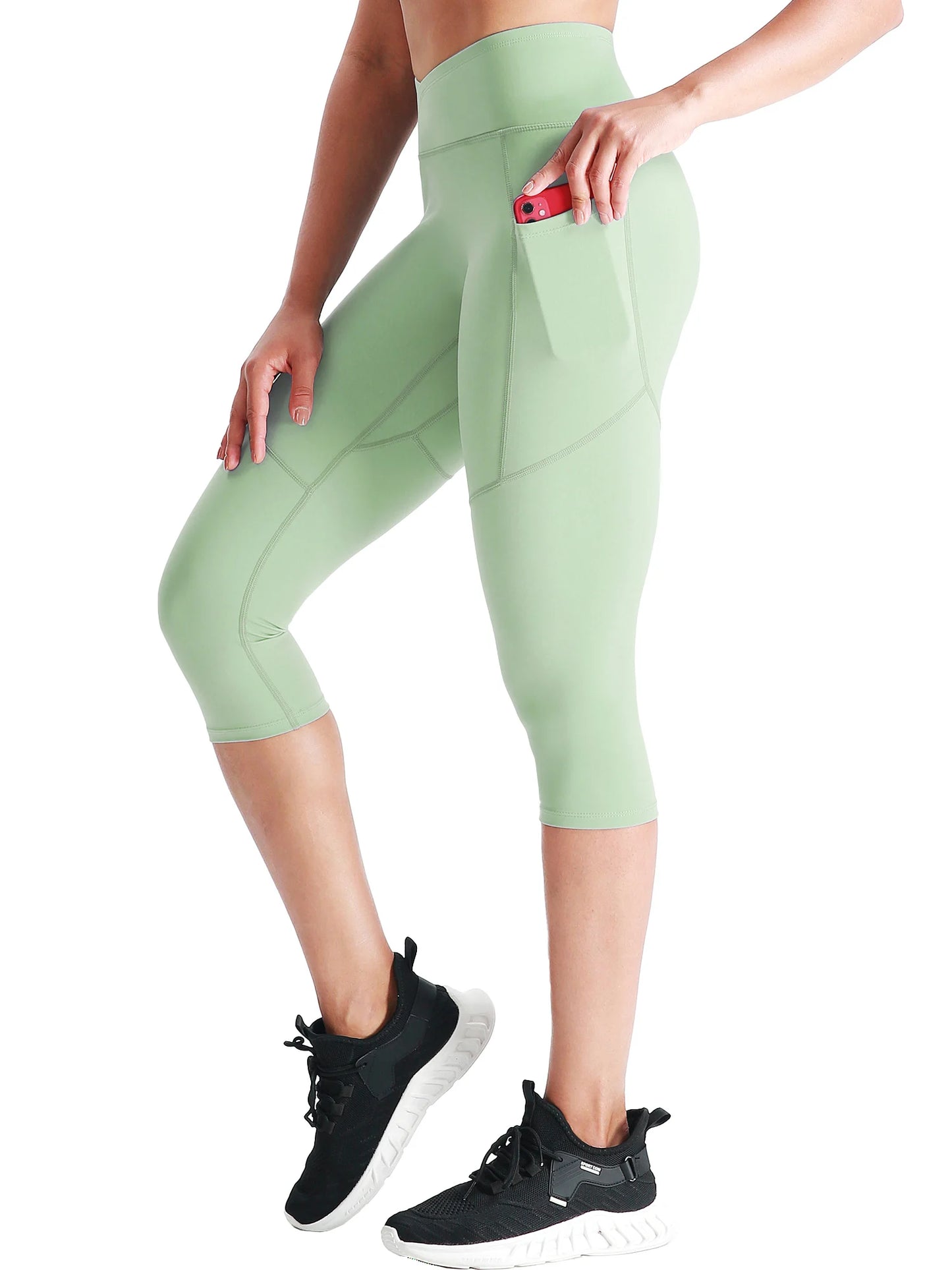 Women's Yoga Running Capris Tummy Control High Waist Workout Pants