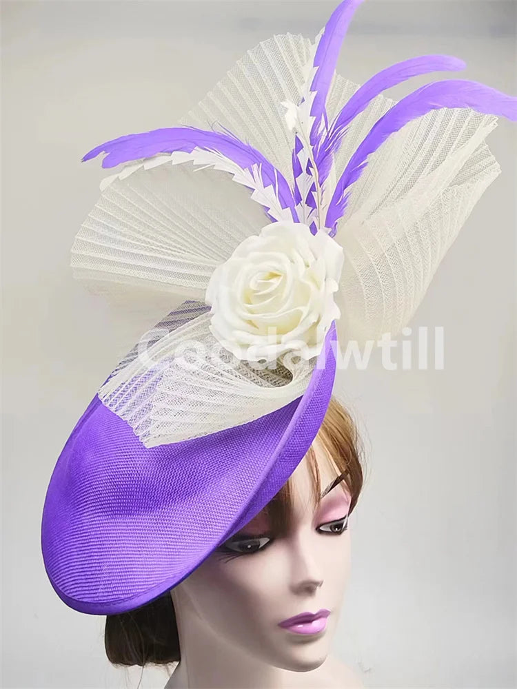 NEW Arrivals 15 Colors/Patterns Luxury Elegant Flower Fascinator Pillbox Cap Wedding Women Fascinator Hat Headband Kentucky Derby Ladies Millinery Cap Mesh Bride Hats