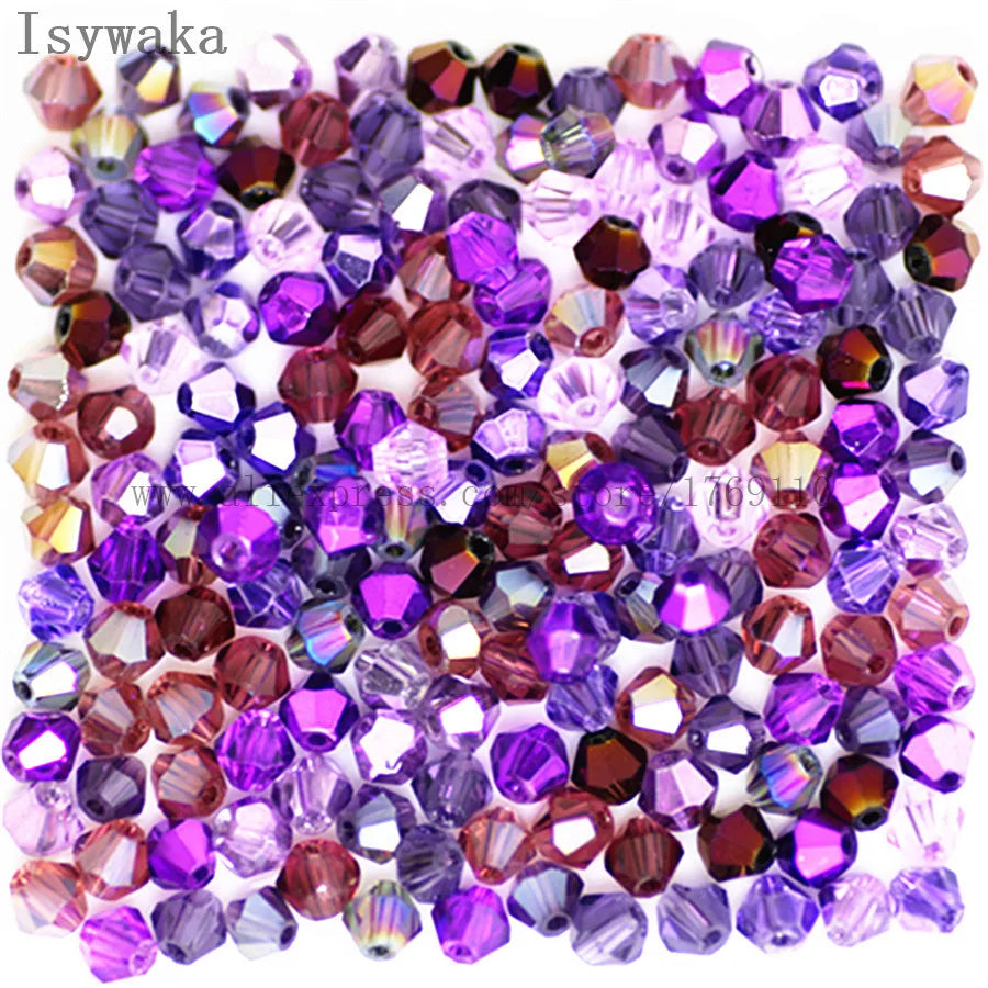 33 Colors 100 PCS Set Blue Multicolor 4mm Bicone Austria Crystal Beads Charm Glass Beads Loose Spacer Bead for DIY Jewelry Making Apparel Accessories Tools Set