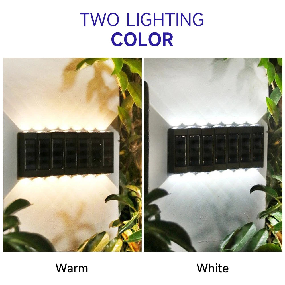 4/6/8/10 LED Solar Wall Lamp Outdoor Waterproof Solar Powered Light UP and Down Illuminate Home Garden Porch Yard Decoration