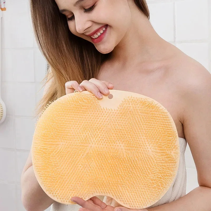 NEW Arrivals 5 Colors Lazy Person Back Scrubbing Bath Brush Silicone Massage Foot Cleaning Wall Mounted Back Rubbing Brush Bathroom Accessories