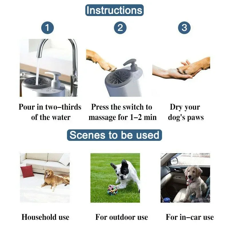 Electric Pet Dog Foot Washer Cleaner Brush Automatic Soft Silicone needle Dog Paw Cleaner Cup Paw Washing Cup for Dogs