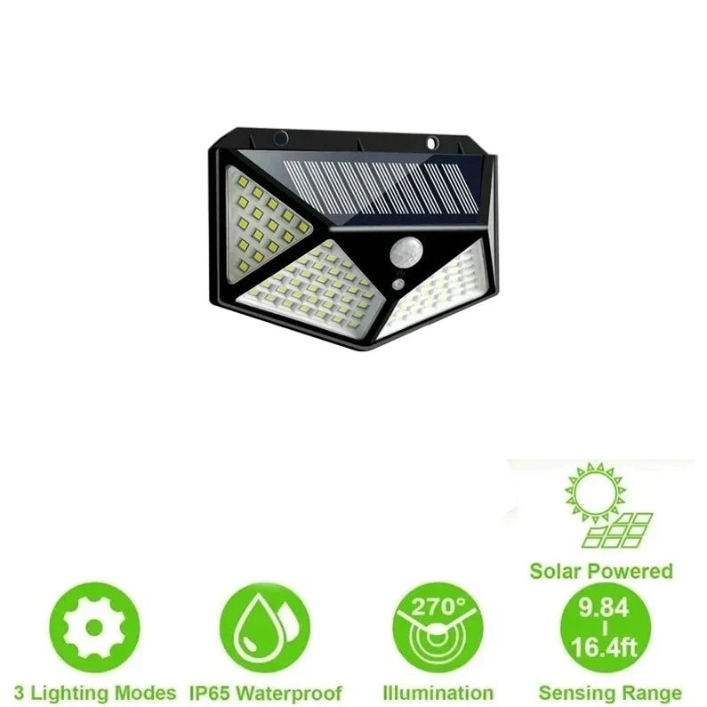 1-8 PCS Set 3 Modes Motion Sensor Outdoor Street Light 100LED Solar Wall Lights Wide Lighting Angle Floodlight Home Step Safety Lamps