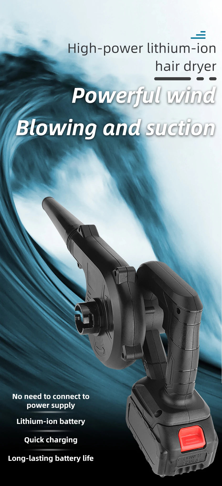 NEW Arrivals Portable High Power Blower Wireless Handheld Multifunctional Lithium Electric Dust Collector Vacuum Cleaner Dryer