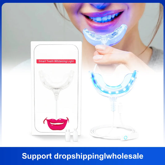 NEW Arrivals USB Charging Teeth Whitening Blue LED Light Lamp Tartar Stains Removal Gums Damaged Therapy Treatment Portable Led Blue Light Teeth Whitening for Home Travel Oral Hygiene Accessories