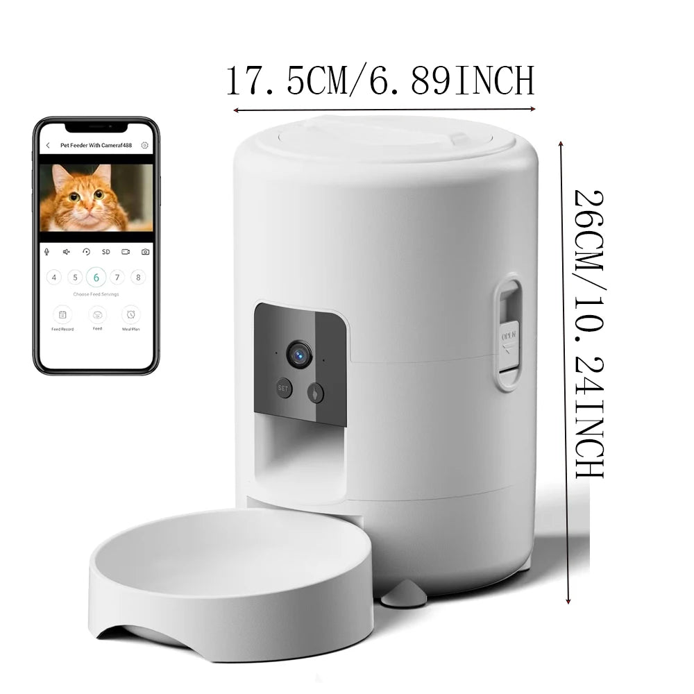 NEW Arrivals Wi-Fi + Camera Black/White Color 2L Pet Feeder Timing Smart Automatic Dog Pet Feeder For Cats Dog Button WIFI APP Camera Intelligent Dry Food Dispenser Dog Bowl Pets Supplies
