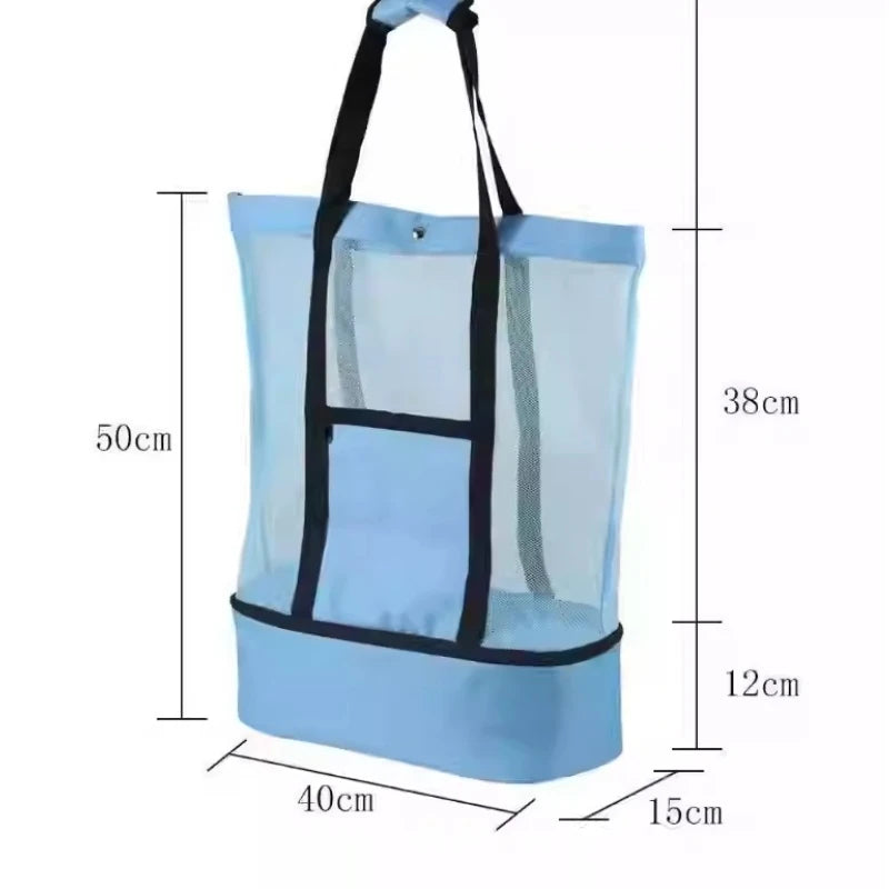 Heat Preservation Picnic Beach Bag Women Mesh Transparent Double-layer Swim Storage High Capacity Shopping Waterproof Bags Tote