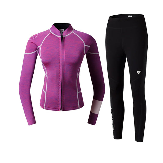 Women Two-piece Neoprene Diving Set Long Pants Keep Warm Swimming Jacket Surfing Snorkeling Wetsuit Professional Diving Clothes