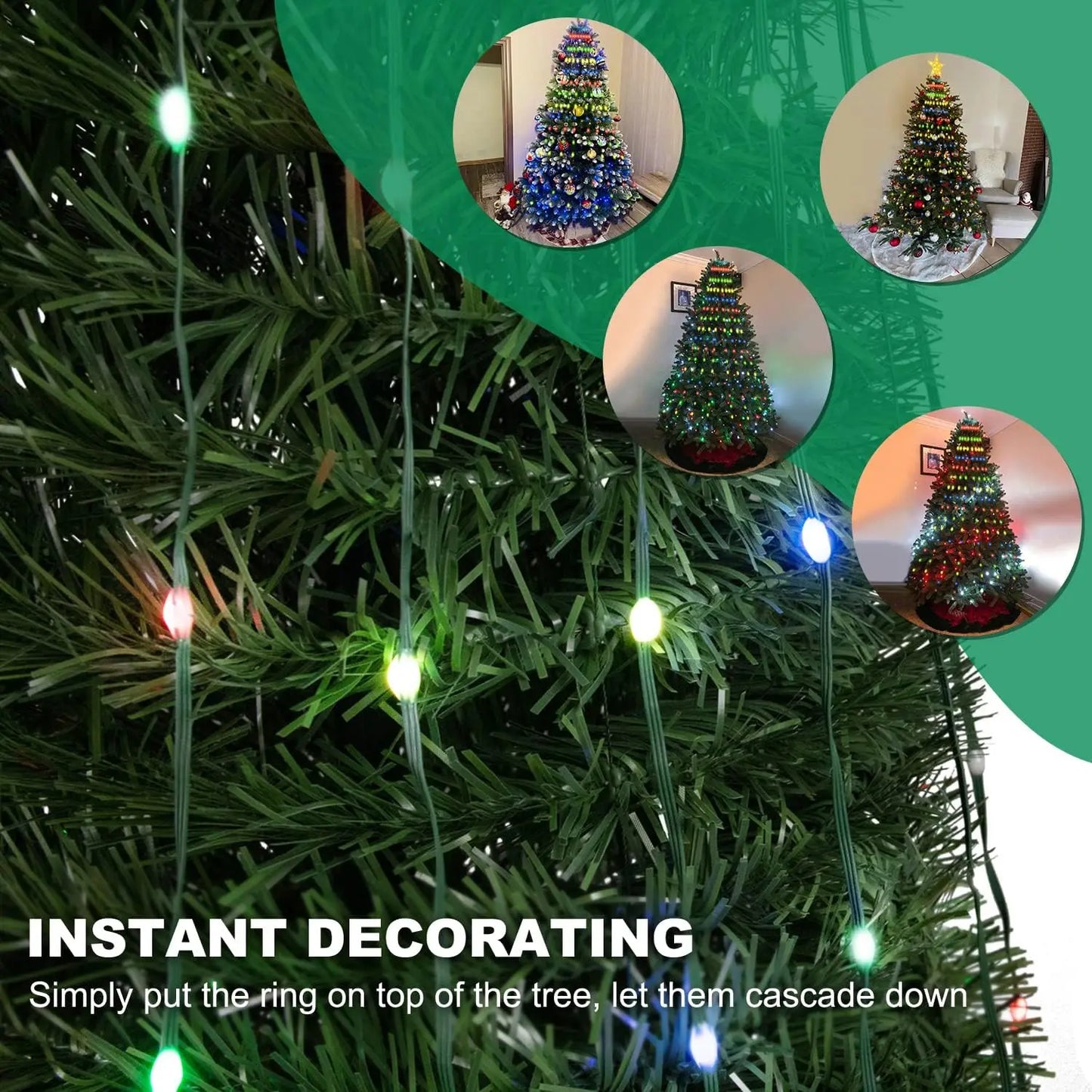 NEW Arrivals UK/EU/AUS/US Plug 2.1M Christmas Tree 30M Lighting 10 Colors LED String Lights App Control Garland LED Star String Waterfall DIY Xmas Tree Lights Holiday Decoration