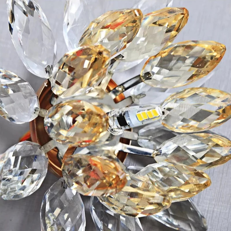 American Retro Lucky Deer Head Warm and White Lighting Wall Lamps Living Room Bedroom Restaurant Hotel Atmosphere Decorate Crystal Antlers Wall Sconces