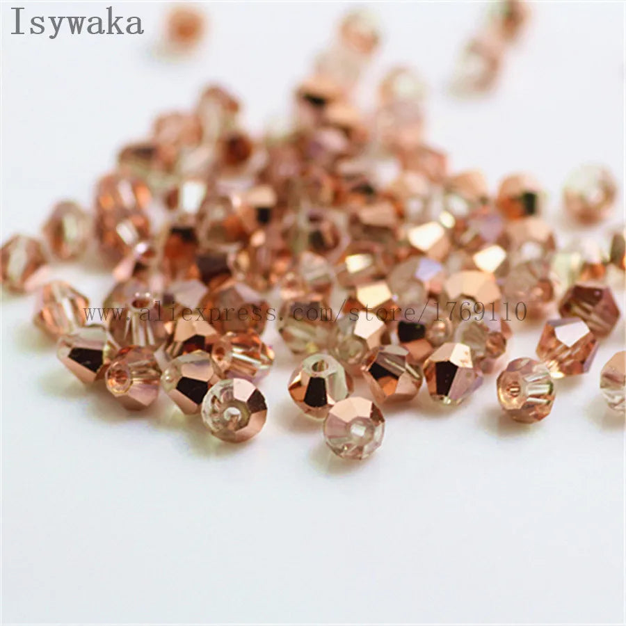 33 Colors 100 PCS Set Blue Multicolor 4mm Bicone Austria Crystal Beads Charm Glass Beads Loose Spacer Bead for DIY Jewelry Making Apparel Accessories Tools Set