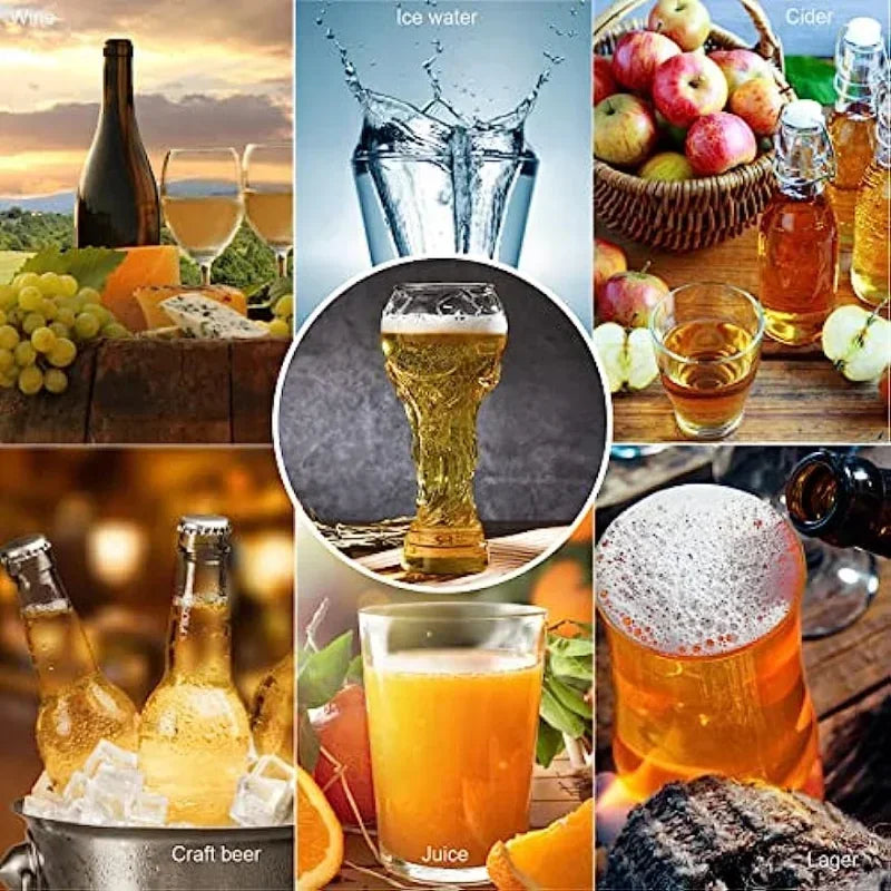 2026 World Cup 5 PCS Set 600ml Creative Football Shaped Beer Mug Large Capacity Unique Bar Pub Night Club Hotels Restaurants Collectible Glass for Drinks Gift for Soccer Fans Drinkware Barware Accessories