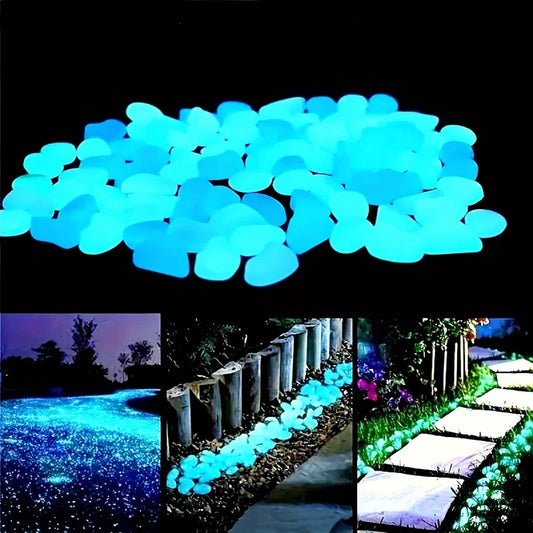 NEW 100PCS Set Glow In The Dark Pebbles, Resin Luminous Stones For Landscape, Garden Paths, Potted Plants, Parks, Aquarium Decor, Home Outdoor Garden Supplies