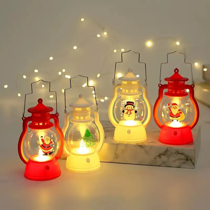 Portable LED Christmas Santa Claus Snowman Lanterns Indoor Decor Lights Battery Powered for Home Xmas New Year Navidad Ornaments