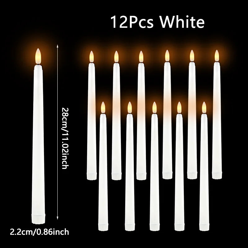 24 PCS Set with Remote Control LED Taper Candles Artificial Black Flameless Flickering Candle Christmas Lights Home Birthday Wedding Candles Battery