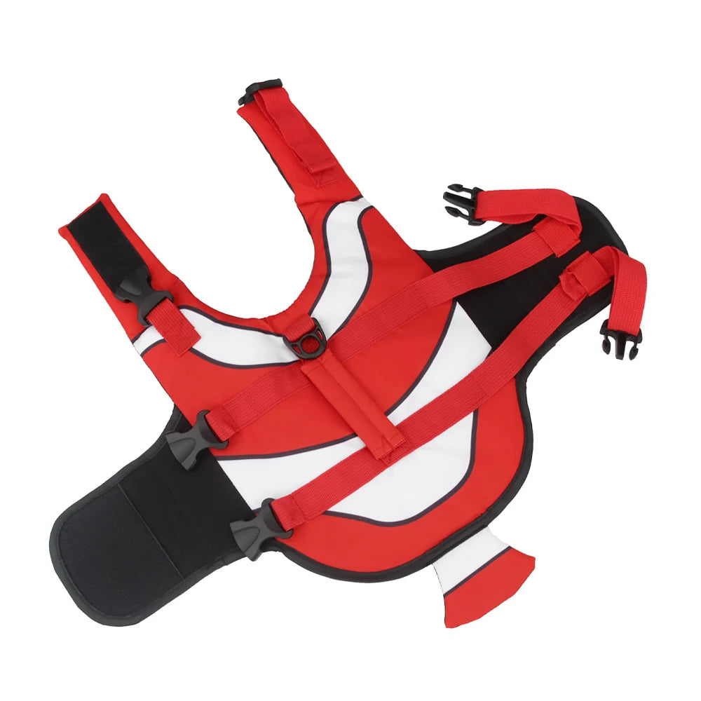 XS-2XL 4 Colors Dog Life Vest Summer Pet Jacket Dog Safety Clothes Swimwear Swimming Suit Clown Fish Pattern Pets Safety Accessories