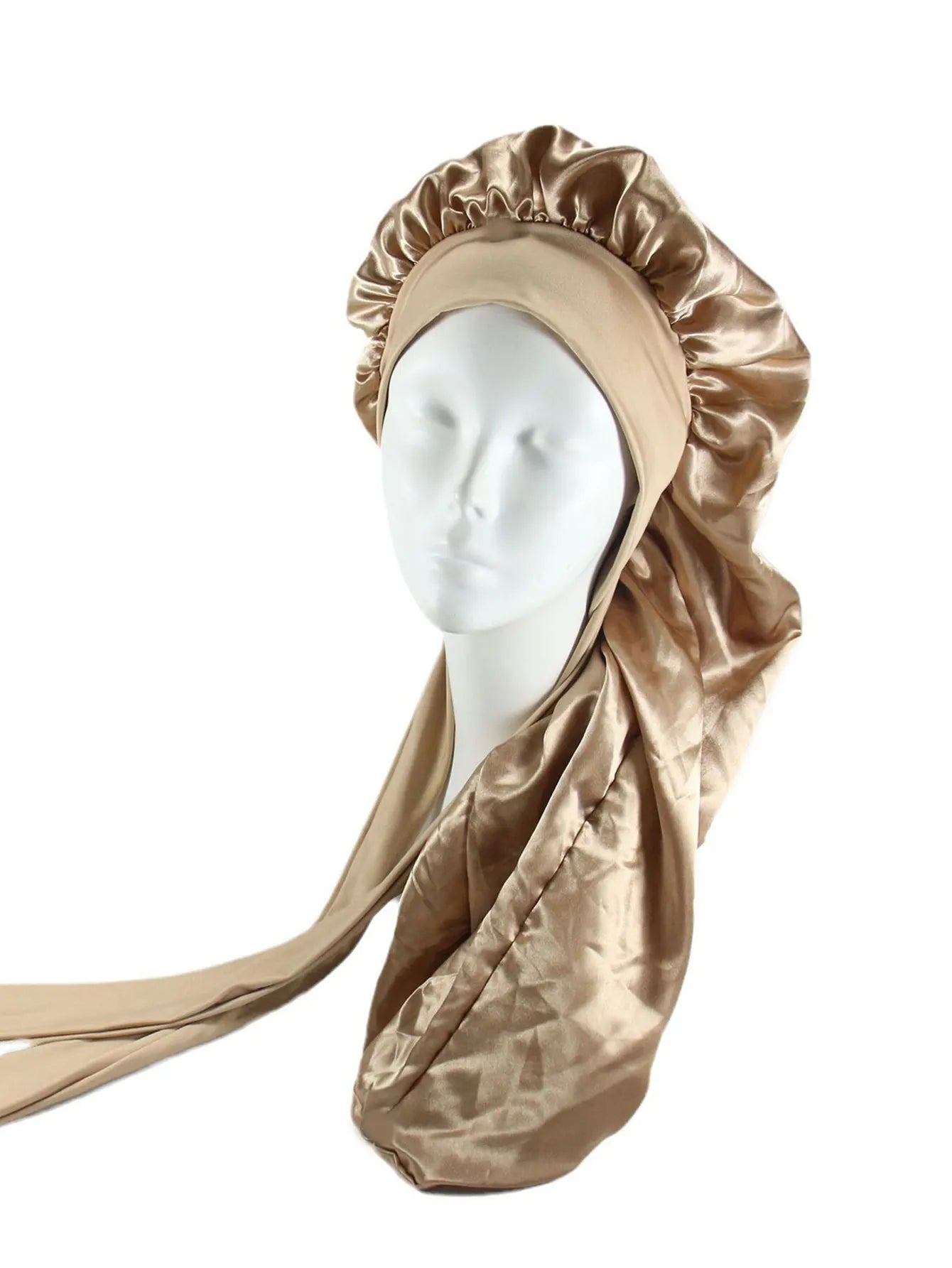 Soft Silky Long Satin Bonnet For Women Natural Hair And Curly Hair Extra Large Size Hair Cap With Tie For Comfortable Night Sleep Hair Protection