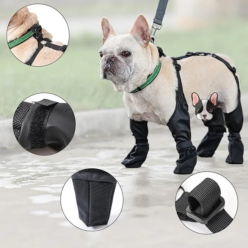 Dog Shoes Waterproof Adjustable Dog Boots Rain Day Pet Breathbale Shoes For Outdoor Walking Soft French Bulldog Paws Protector