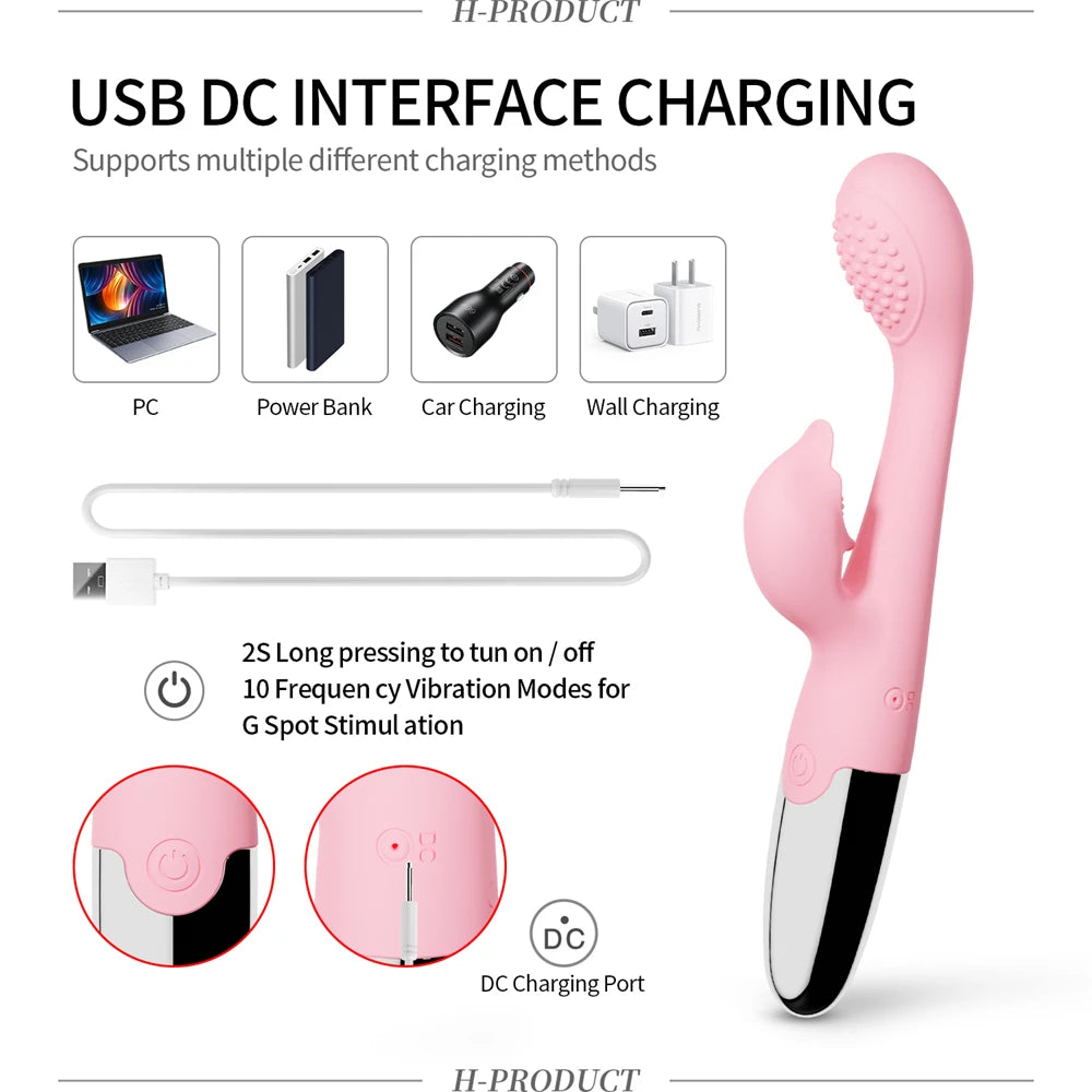 Powerful G Spot Rabbit Vibrator for Women Nipple Clitoris Stimulator Massager Dual Motors Dildo Adult Goods Sex Toys for Female