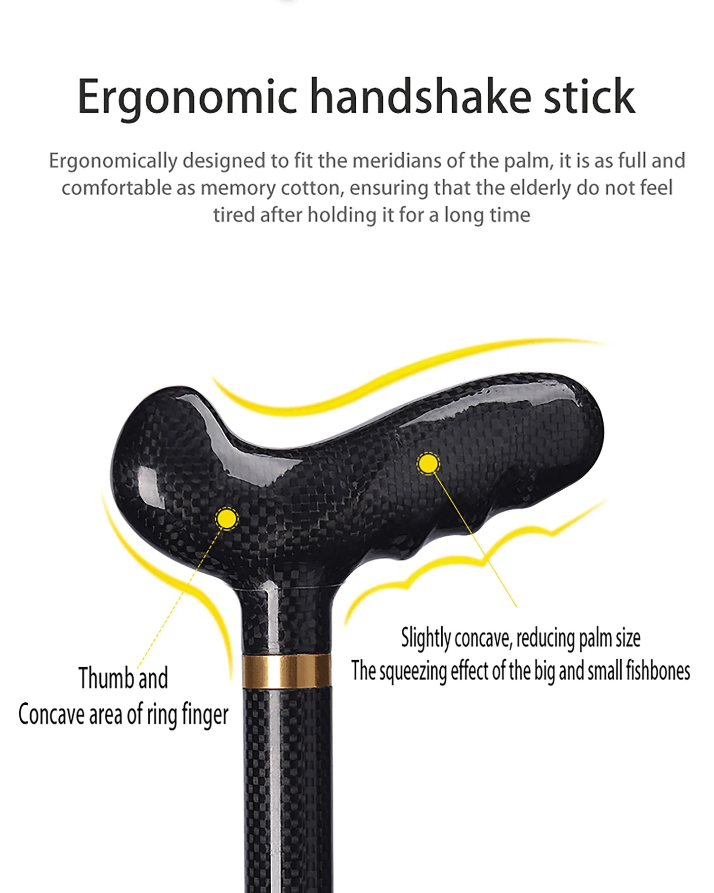 Ultra-Light Retractable Carbon Fiber with Lamp Handle Night Hiking Booster Walking Anti-Slip Breaking Four-Legged Stable Armrest Stick Column Stick Device