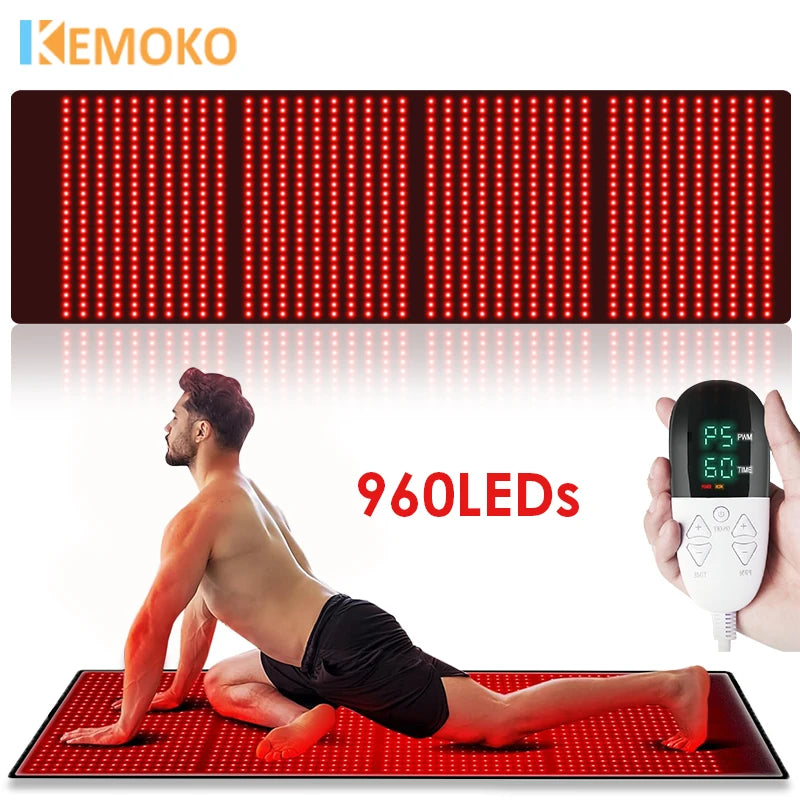 UK/AU/EU/US Plug Red ＆Infrared LED Light Therapy with Remote Control Pad 850nm 660nm Back Pain Relief Waist Heat Pad Full Body Wrap Burn Fat Wrap Slimming Body Healing Treatment Machine Health Care Supplies