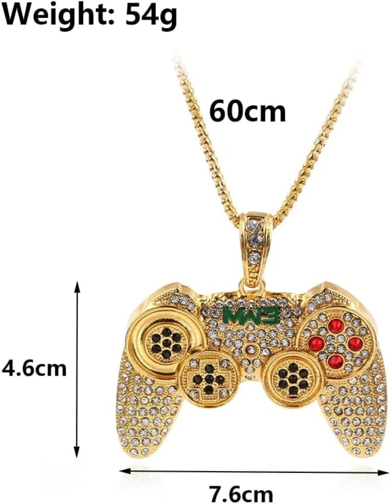 For Computer Gamers  Necklace Colorful Crystal Game Controller Pendant Punk Hip Hop Friendship Game Console Necklace for Friends Jewelry Gifts