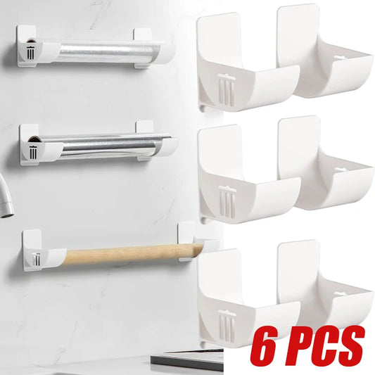 6pcs Trash Bag Storage Rack Wall Mounted Garbage Bag Holder Organizer Plastic Bag Film Container Dispenser For Kitchen Shelf