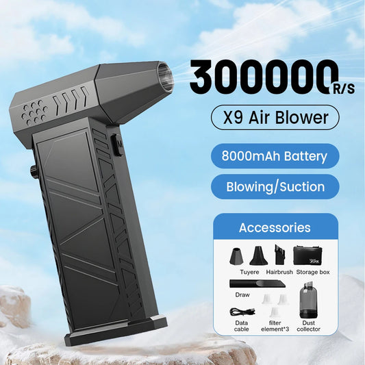 NEW Arrivals X9 Turbo 4 Patterns Set Fan Jet 300000RPM Turbo Jet Blower Brushless Vacuum Cleaner Blower For PC/Keyboard/Home/Car Cleaning Air Duster Blower