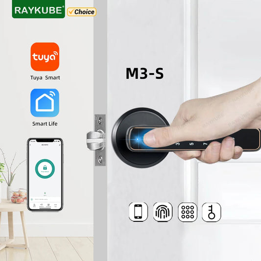 TUYA Digital Fingerprint Door Lock Electronic Lock with Password/Key/Smart Life/TUYA APP Remote Unlock For Bedroom