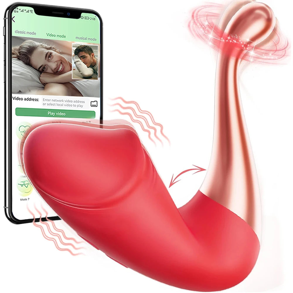 Bluetooth APP Control Dildo Vibrator for Women Panties 2 in1 Clitoris Stimulator G Spot Massager Fast Orgasm Sex Toys for Adults