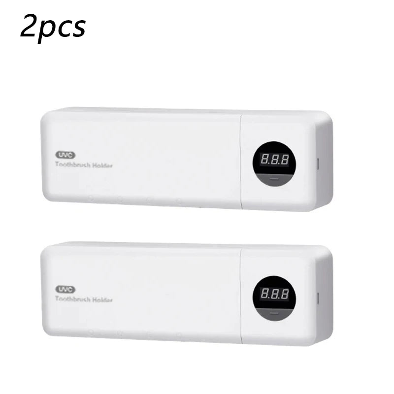 2 PCS Set Toothbrush Sterilizer Intelligent Wall Mounted Fully Automatic Sensing Ultraviolet Sterilization No Punching Toothbrush Holder Oral Hygiene Accessories Bathroom Supplies