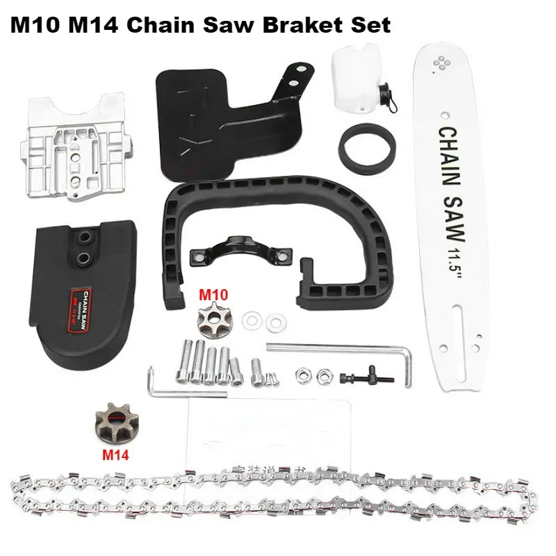 NEW Arrivals 11.5 Inch Electric Chainsaw Bracket Change 100/125/150 Angle Grinder M10 M125 M150 Into Chain Saw Woodworking Power Tool Home Garden Accessories Supplies