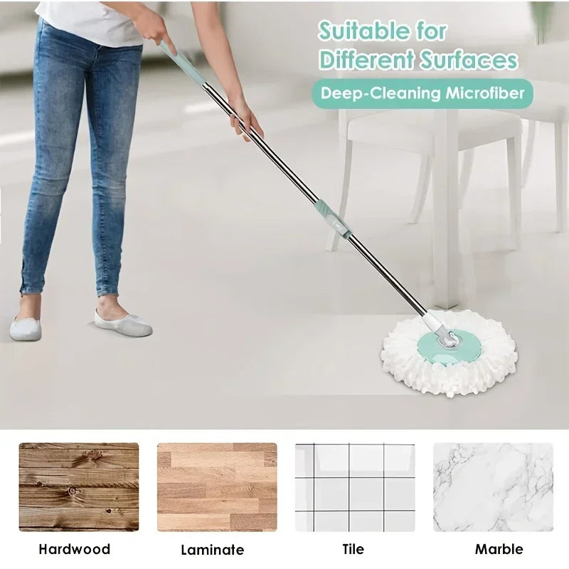 NEW HOT Automatic Spin Mop, Rotating Mop /3pcs Mop Replacement Head, Clean Microfiber Tow Bucket Lazy Magic Mop Bucket.