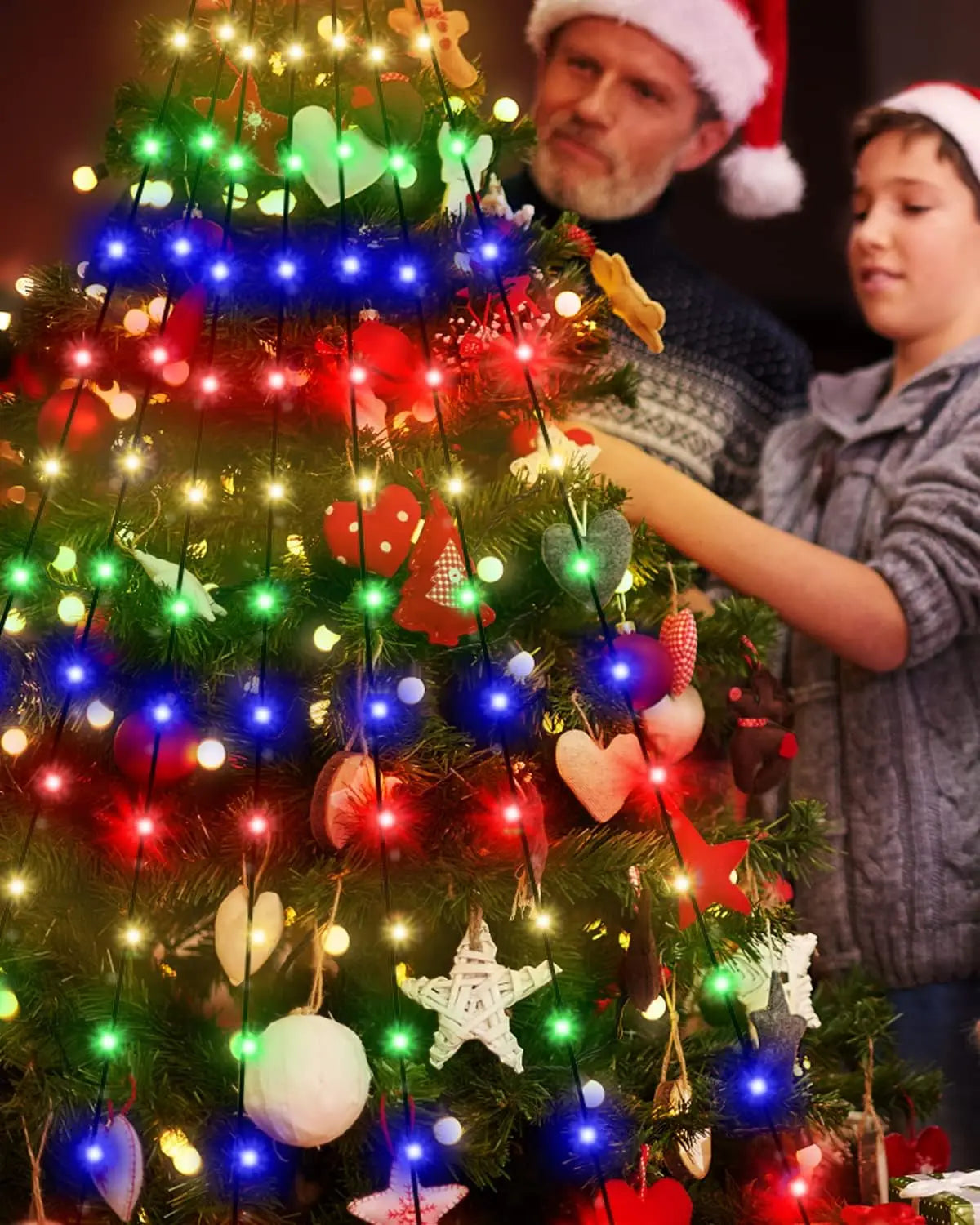 NEW Arrivals UK/EU/AUS/US Plug 2.1M Christmas Tree 30M Lighting 10 Colors LED String Lights App Control Garland LED Star String Waterfall DIY Xmas Tree Lights Holiday Decoration