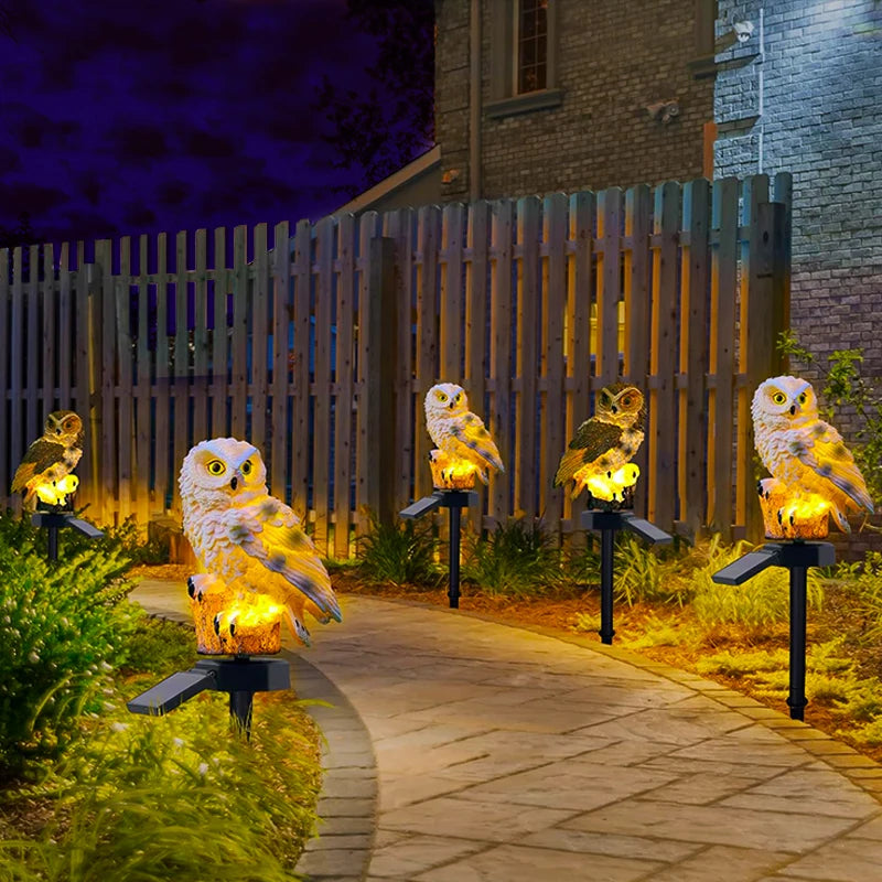 Outdoor LED Solar Owl Lights Waterproof Garden Decor Pathway Light For Halloween Christmas Patio Balcony Yard Solar Lawn Lamp