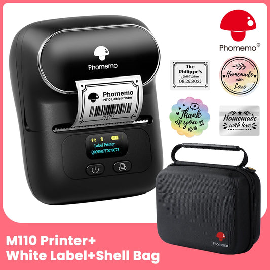 BRAND NEW Original PHOMEMO M110 Label Printer Mini Printer Thermal Label Maker Portable Labeling Machine for Business Barcode Cable School Home Office Business Thermal Printer Set