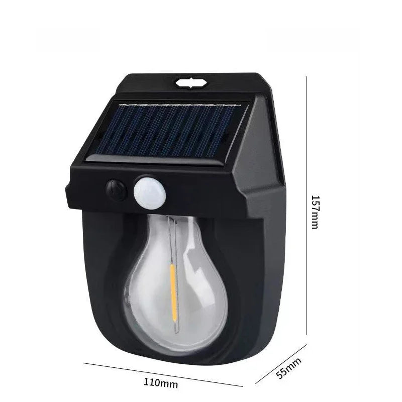 New Solar Tungsten Filament Lamp Outdoor Waterproof Intelligent Induction Wall Lamp Courtyard Garden Villa Lighting Night Light