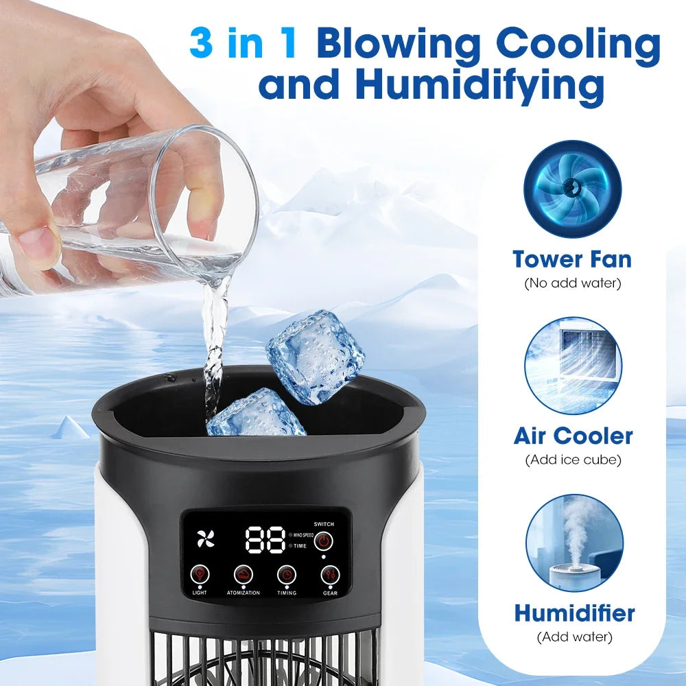 NEW Arrivals Evaporative USB Air Cooler, Portable Mini Air Conditioner Fan with Humidifying & Timer Function, Desktop Cooling Fan for Home Office Cooling Supplies
