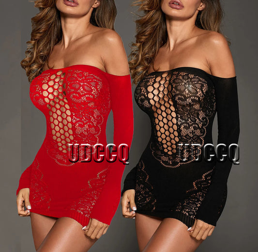 HOT Sexy Fish Net Lingerie Sheer Babydoll dress Underwear Chemises Body stocking Catsuit smalls Bodysuits sleepwear Q500
