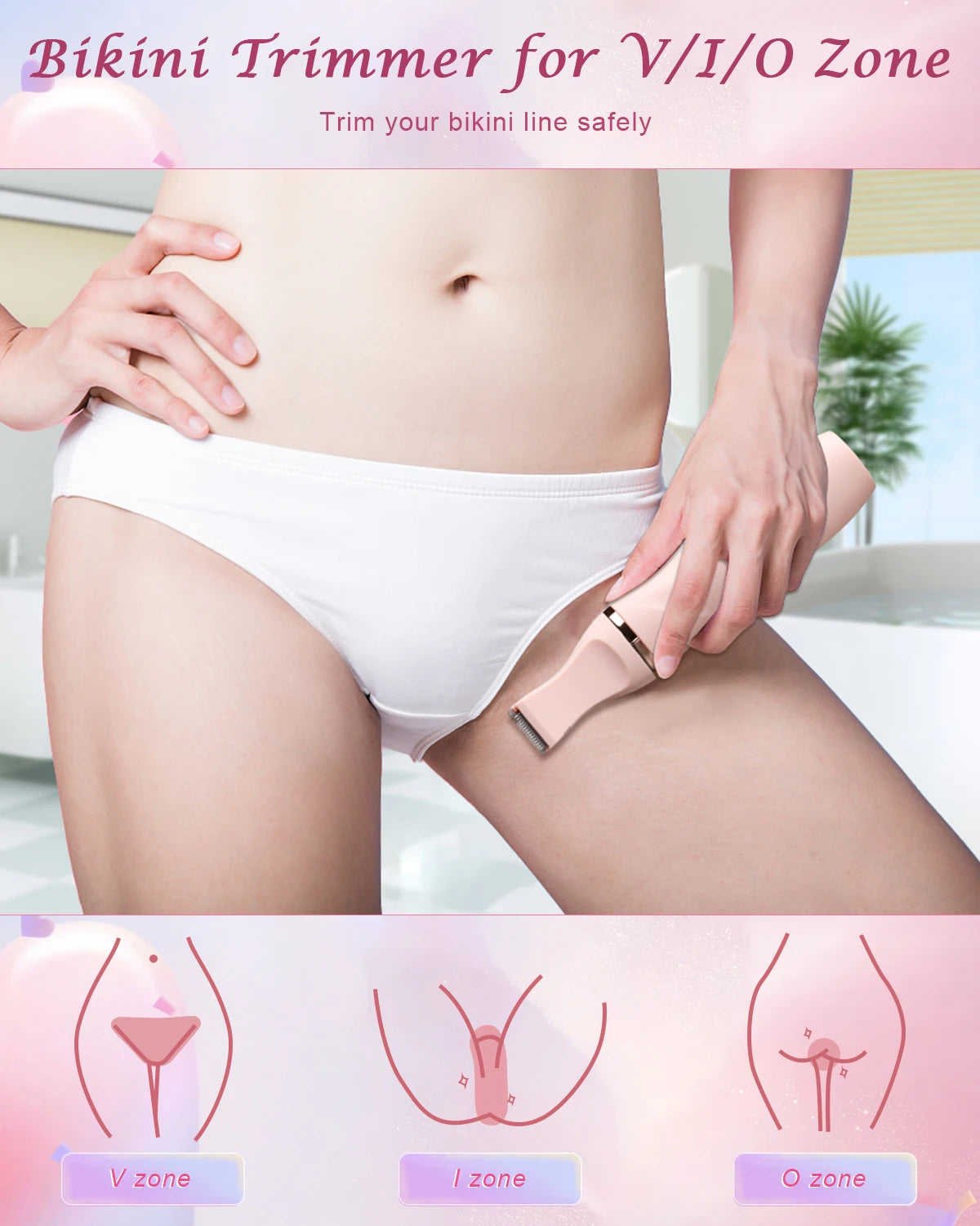 INBUTY 2 in 1 Bikini Trimmer Pubic Hair Grooming Women Hair Clipper Electric Shaver Lady Razors Painless Epilator USB Waterproof