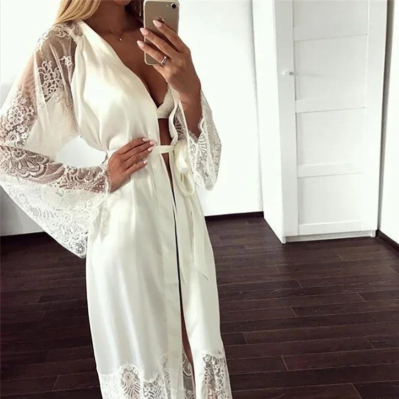 Luxurious Bridesmaid Robes for Women's Sexy Lingerie Satin Kimono Sleep Long Dress Sleepwear Pajamas Bathrobe Nightgown Female Ladies Luxury Lingerie Fashion Apparel Products