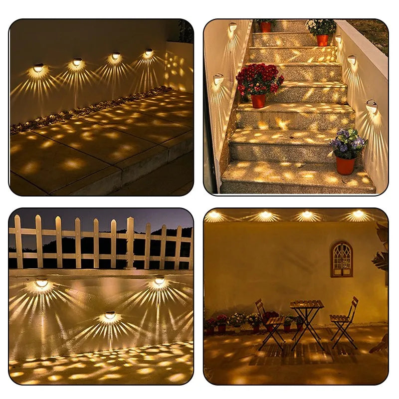 20PCs 6LED Solar Wall Light Outdoor Wall Lamps Waterproof Energy Lamps Step Courtyard Garden Decoration Lights