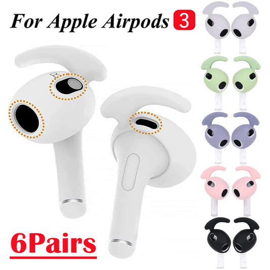 NEW 6 Pairs In-Ear Soft Silicone Ear Tips Cover for Apple Air Pods 3 Protective Ear Pads Earphone Cup Earpads with Anti-Slip Ear Hook