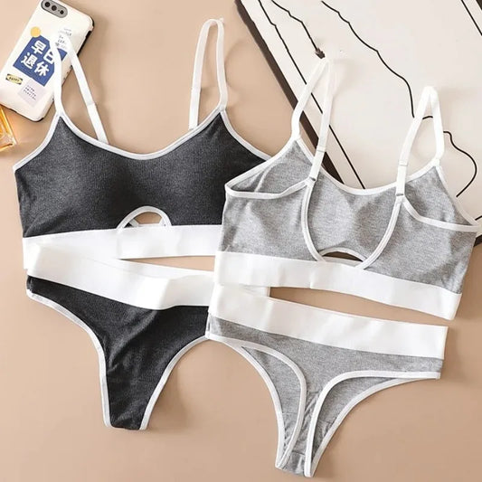 NEW Arrivals Seamless Padded Bras Sports Bra And Panties Set Women Hollow Out Cotton Underwear U Back Push Up Bras Comfort Sexy Women Lingerie Set Girls Underwear Sets