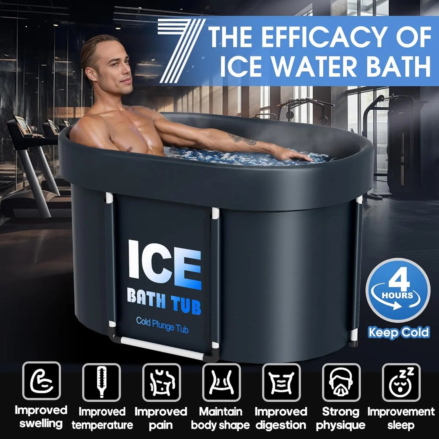 Full Set Oval Ice Bath Tub for Athletes with Cover 130 Gal Large Capacity 450L  Portable Cold Plunge Tub for Recovery and Cold Water Therapy Health Care Supplies