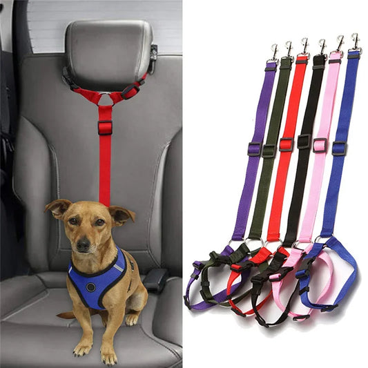 Solid Two-in-one Pet Car Seat Belt  Lead Leash BackSeat Safety Belt Adjustable Harness for Kitten Dogs Collar Pet Accessories