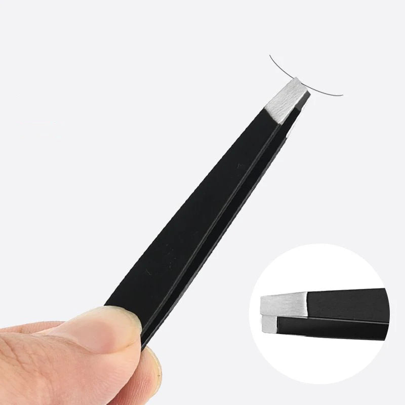 NEW Arrivals 10PCS Set  Black Precision Eyebrow Tweezers Stainless Steel Eye Brow Tools Professional Facial Hair Removal Shaping Makeup Tool Kit Women Beauty Salon Cosmetic Accessories