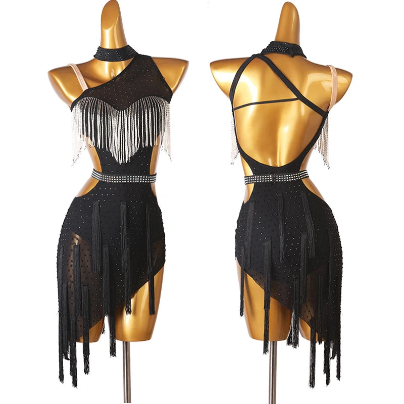 Low-Price Sales are Limited NEW S-2XL 4 Colors Latin Dance Competition Costume Salsa Tango Samba Dance Dresses Sexy Tassel Party Costume Fringe Dress Practice Clothing Ballroom Competition Dancing Dresses