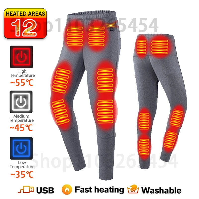 2 PCS Women Men Suit S-3XL UK Plus Size Electric Clothes 52 Areas New Material Technology Heated Underwear Winter Thermal Underwear Women Men Heating Jacket Winter Accessories USB Electric Heating Clothes
