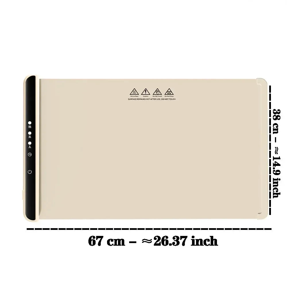 NEW Arrivals 43CM-67CM Electric Warming Tray Food Warmer EU Plug Mat Foldable Coffee Warming Pad for Food Portable Electric Warming Tray Silicone Warmer Plate Kitchen Accessories Home Supplies